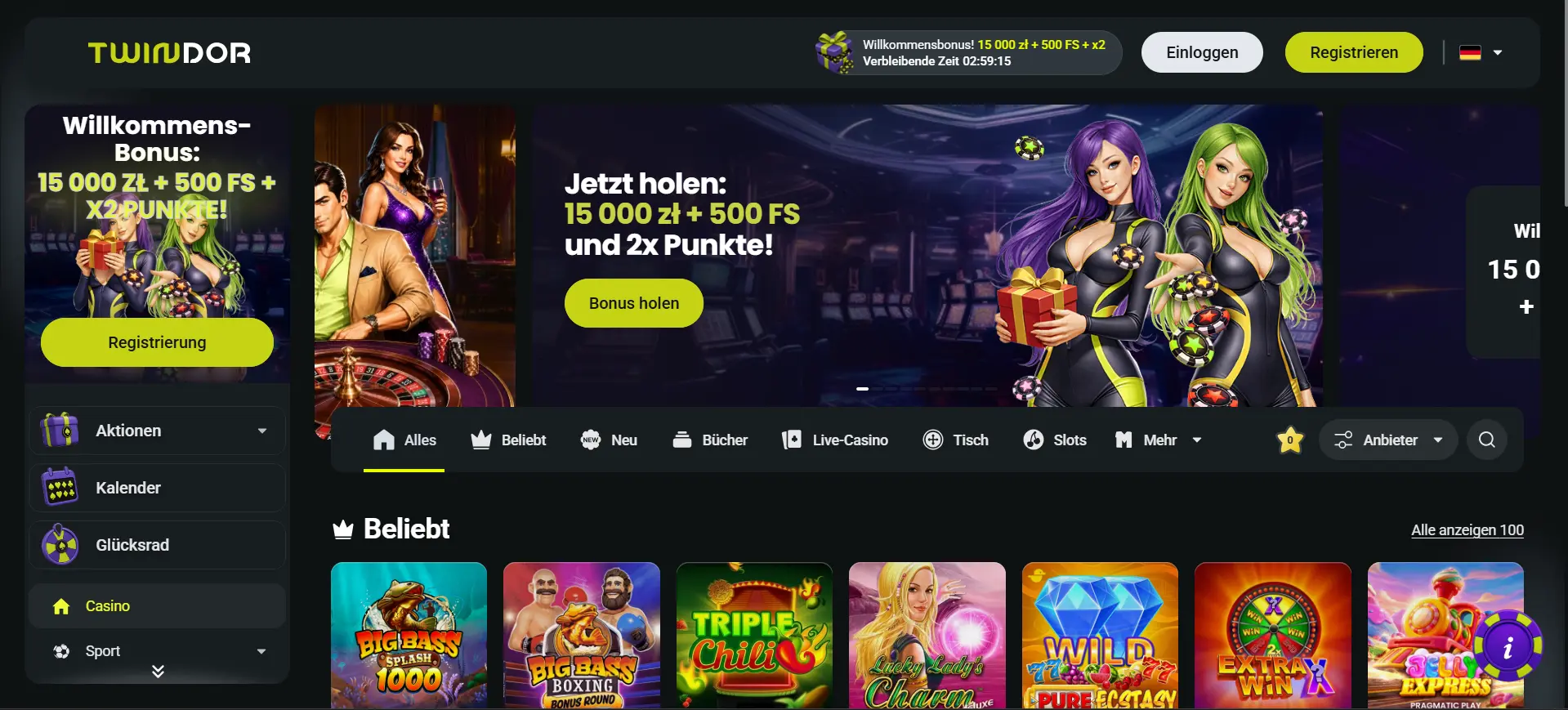 Twindor Casino ohne deutsche Lizenz – Screenshot aus dem Echtgeld-Test 2026